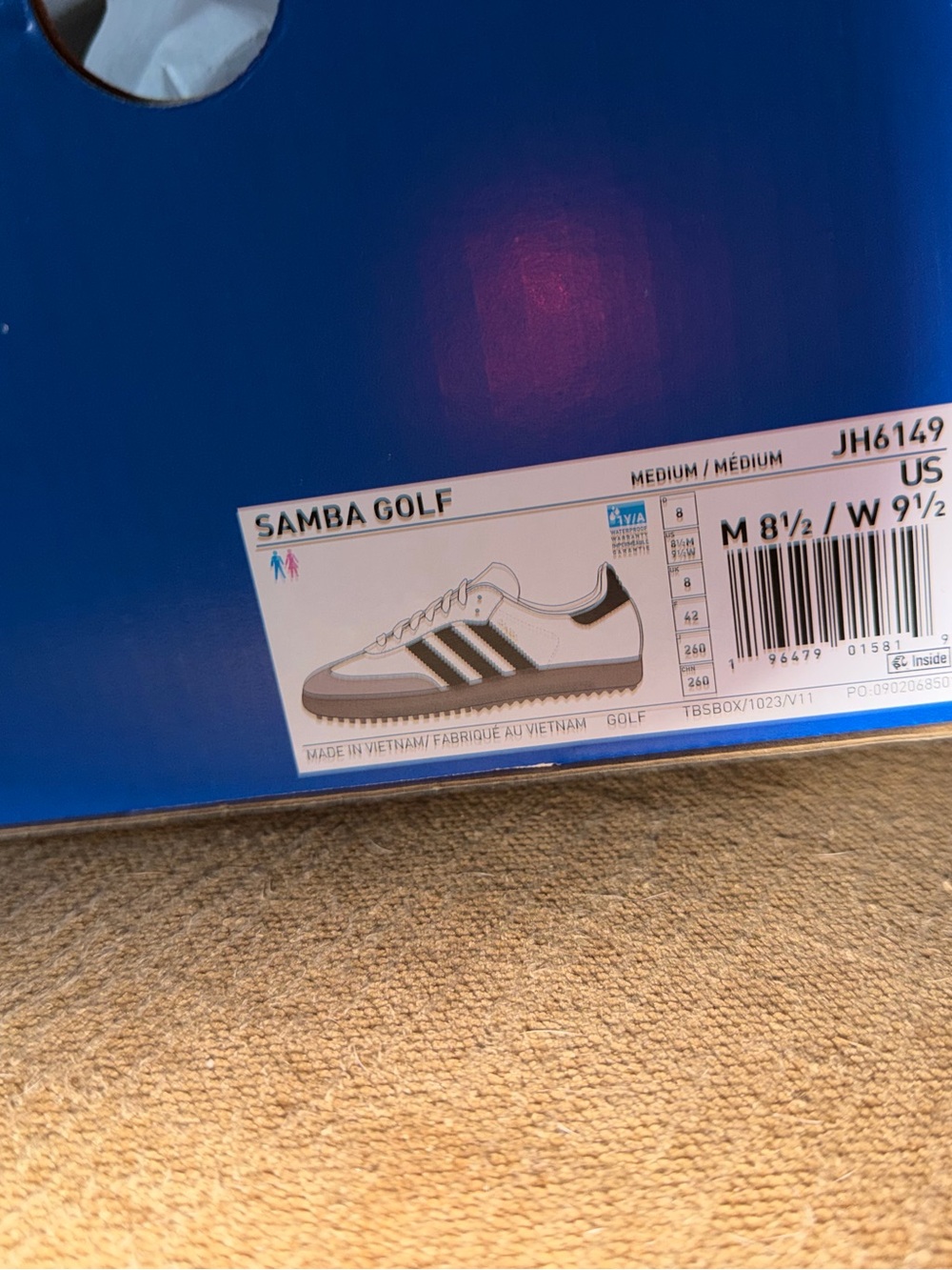adidas Samba Golf Shoes - White w/ Black and Brown soles. Brand New. Original pk